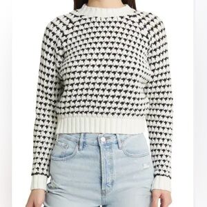 All in Favor Navy Blue and Cream Patterned Sweater women’s Small